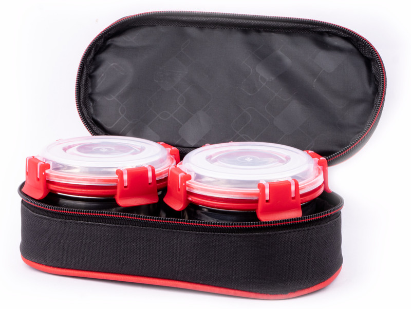 BOWLMAN Red Bag with 2 Containers 2 Containers Stainless Steel School Lunch Box(350 ml)