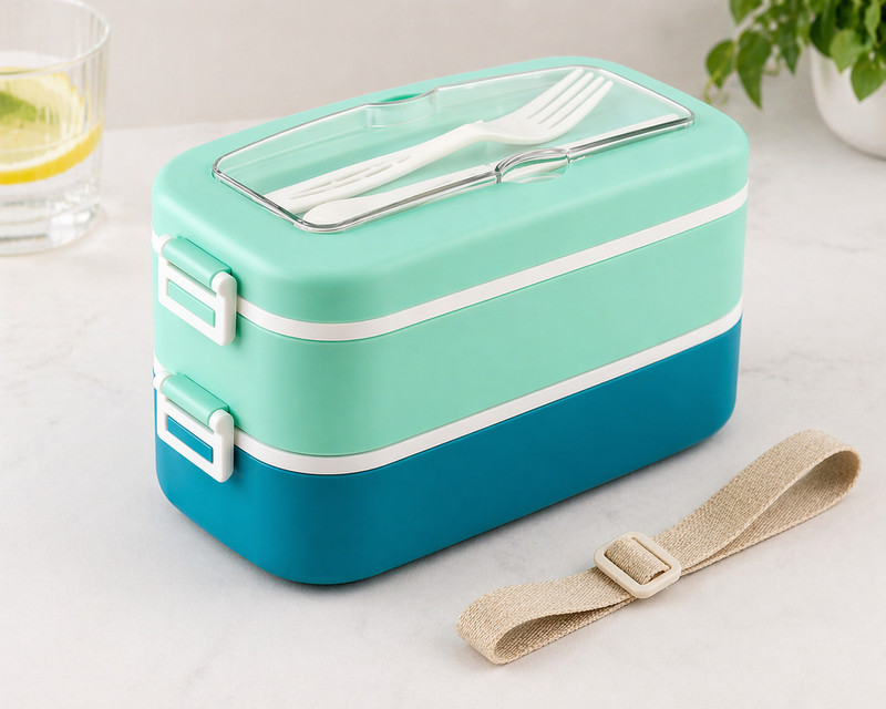 PLAST LunchBox Multicolor 2 Containers Plastic School Lunch Box(1000 ml)