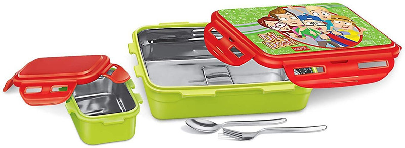 MILTON Mini Fun Treat Steel Tiffin 2 Containers Plastic Office Lunch Box(650 ml)