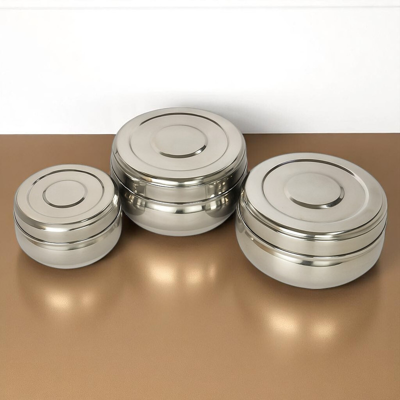 MandU 3pcs_lunch box 550ml,350ml,150ml 3 Containers Stainless Steel College Lunch Box(550 ml)