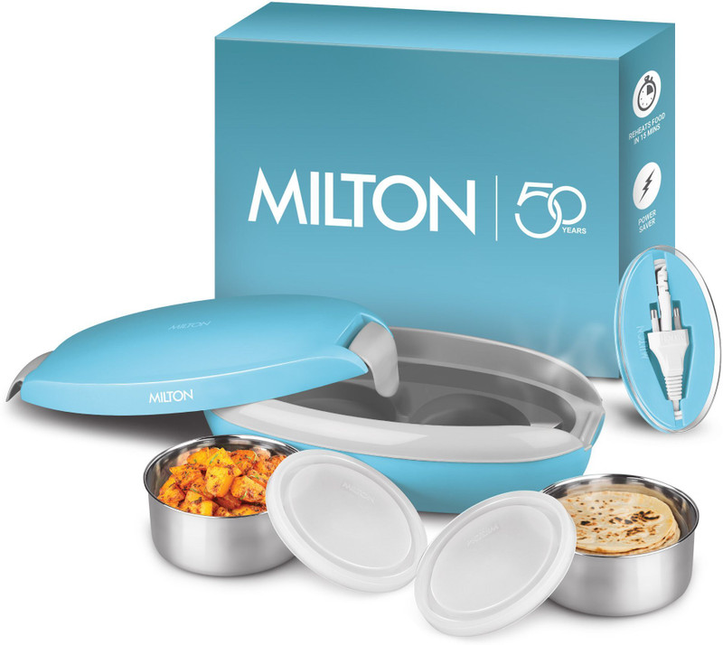 MILTON Swiftron 260 ml each 2 Containers Stainless Steel, Plastic Office Lunch Box(520 ml)