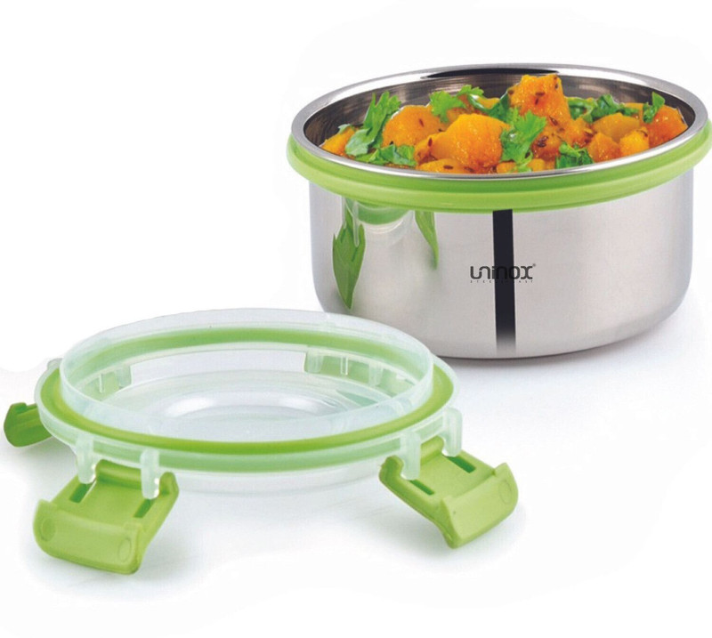 UNINOX Stainless steel lock n lock orange color containers 425 Ml set of 2 Containers Stainless Steel Office Lunch Box(425 ml)