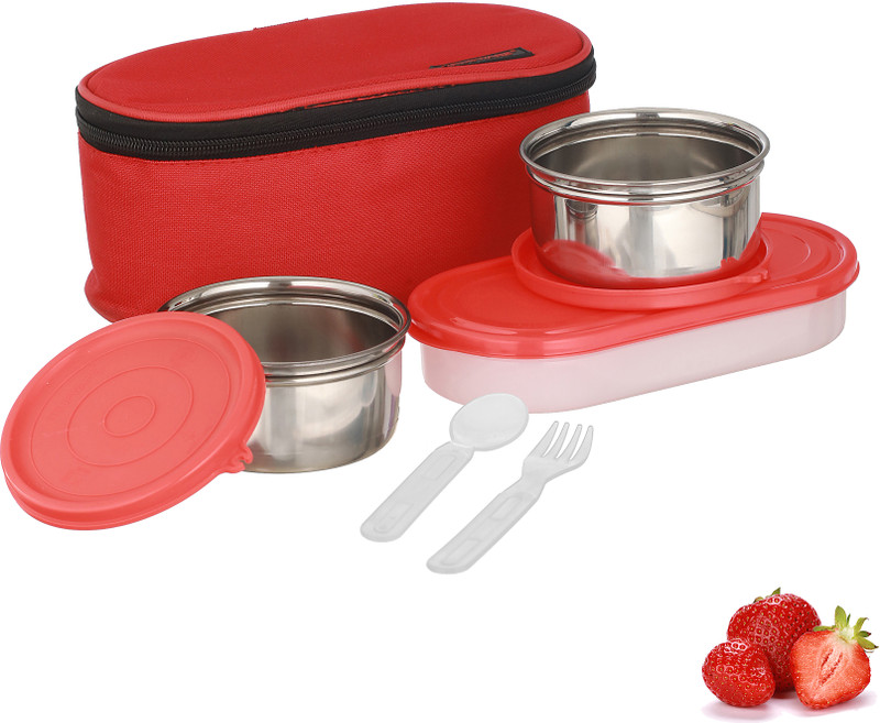 Trueware Elite 2+1 Stainless Steel 3 Containers Stainless Steel Office Lunch Box(1100 ml)