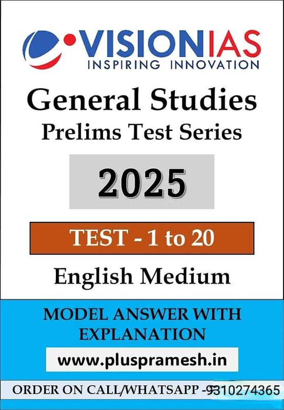 Vision IAS UPSC prelim test series 2025 Digi Study Lab.in vision ias upsc prelim test series 2025 test 1 to 20 english medium Magazines(english)