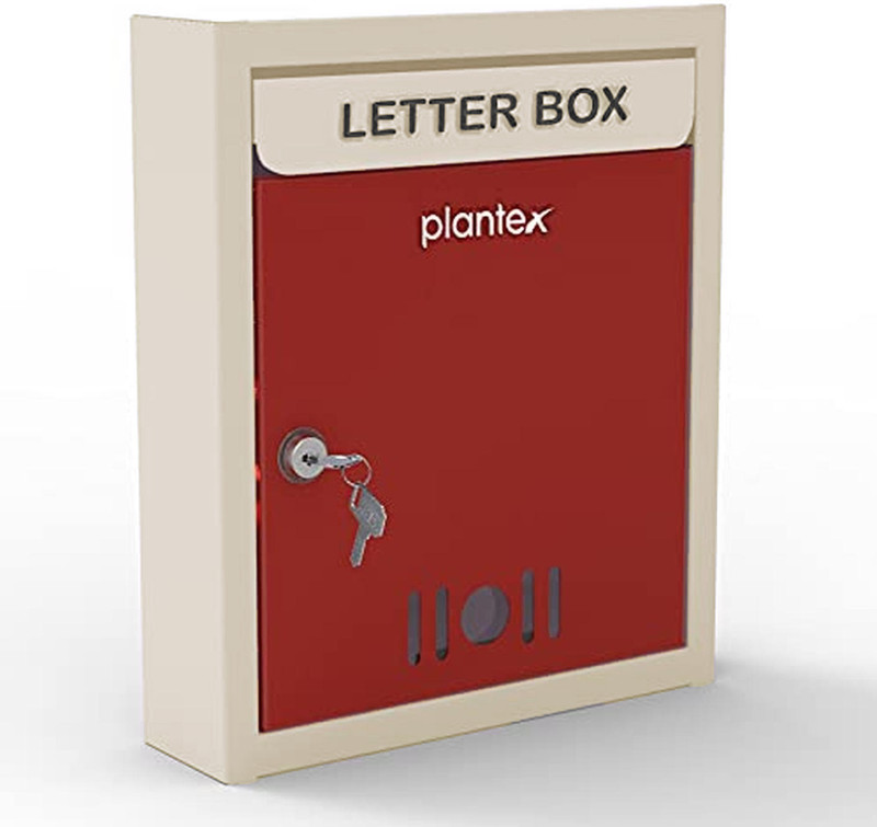 Plantex Metal Big Size Wall Mount Letter Box/Post Box For Home Gate/Letter Box Home Gate Wall Mounted Mailbox(Red & Ivory)