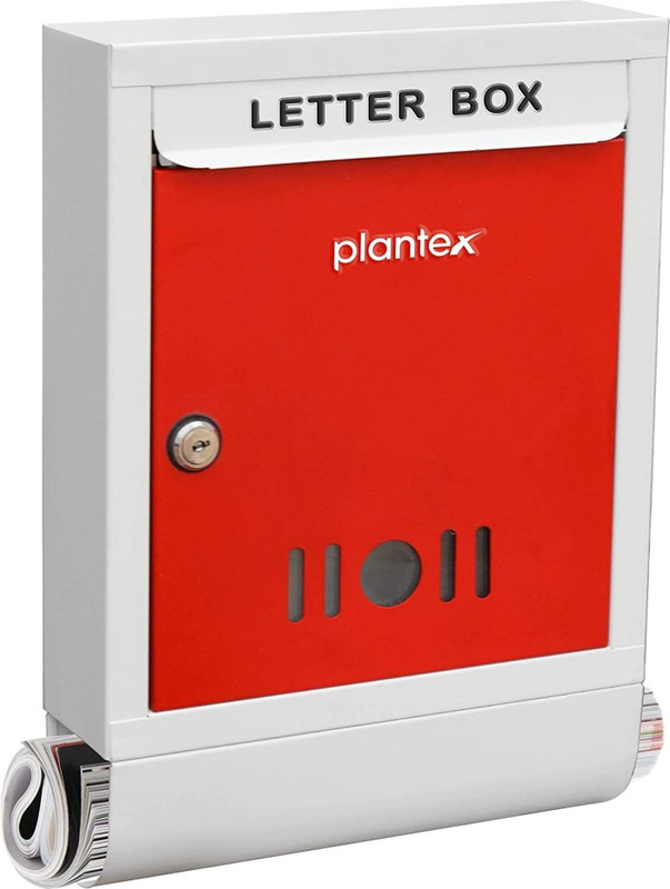 Impulse by Plantex Letter Box for Gate & Wall with Magazine Holder/Outdoor Mailboxes with Key Lock Wall Mounted Mailbox(Red & Ivory)