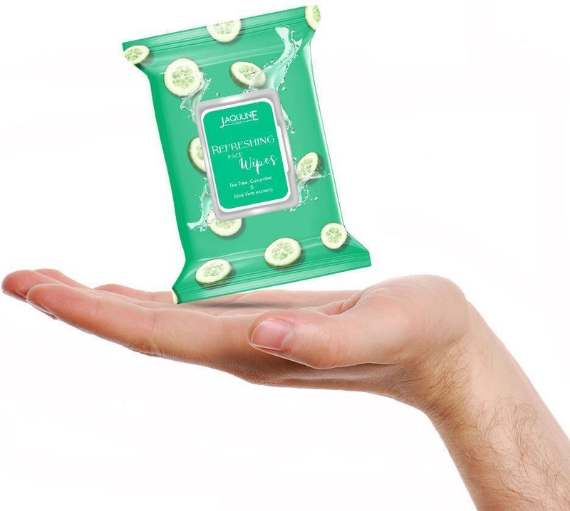 JAQULINE USA Refreshing Face Wipes | Enriched with Cucumber | Hydrating | Gentle on Skin| Makeup Remover(30 Wipes)
