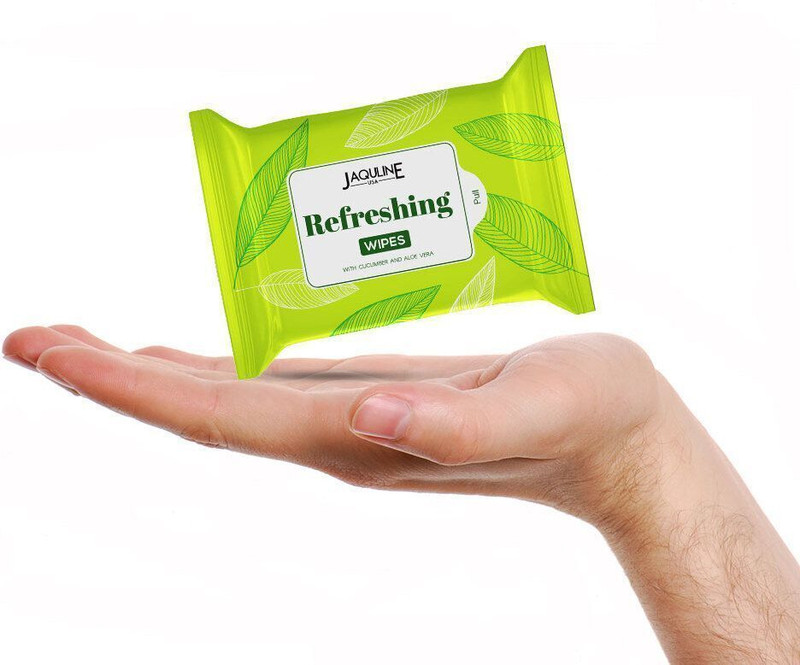 JAQULINE USA Refreshing Face Wipes | Infused with Aloe Vera & Cucumber | Hydrating & Gentle | Makeup Remover(40 g)