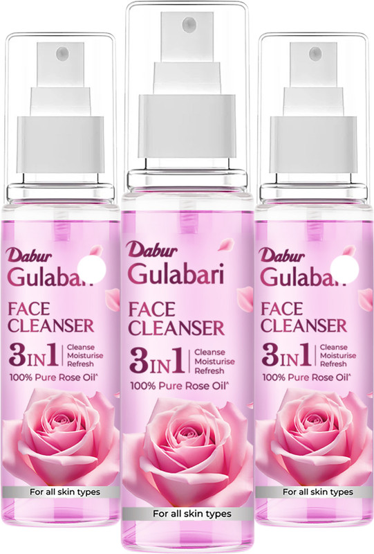 Dabur Gulabari Rose Glow Face Cleanser : 3 in 1 - Cleanse, Moisturise & Refresh Makeup Remover(300 ml)