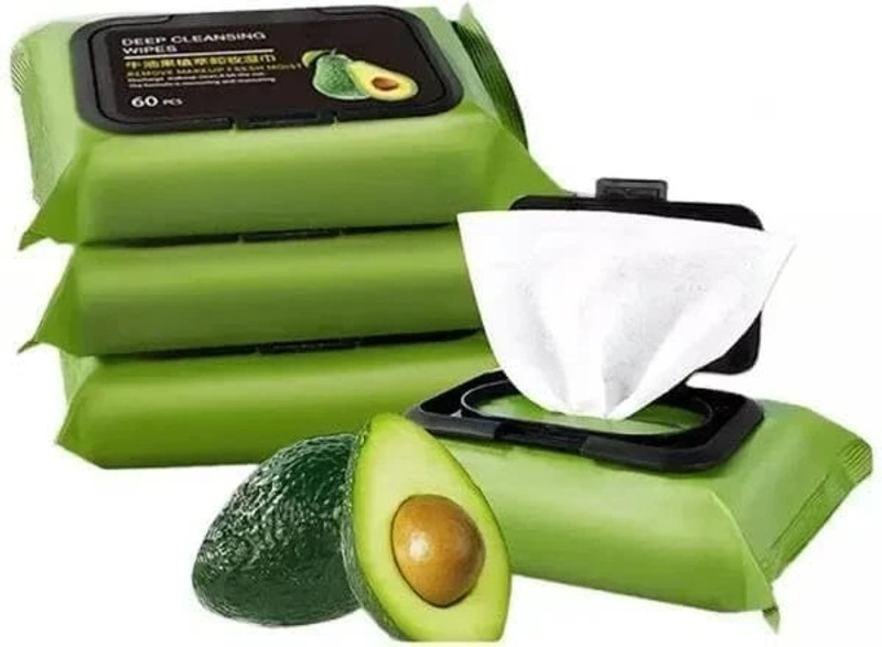 VRINDAVANESVARI Clean & Glow Makeup Remover Wipes Moisturizing Deep Cleansing, Avocado Makeup Remover(60 Wipes)