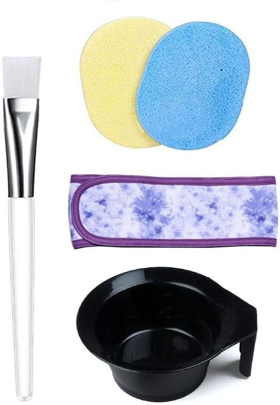 DENFY Woman And Man Facial Mask Applicator Brush Wrap Spounse with Face Pack Bowl Makeup Headband