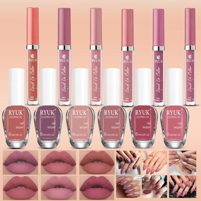 RYUK Velvet Vibes Beauty Liquid Lipstick With Nail Artistry combo(Pack of 12)
