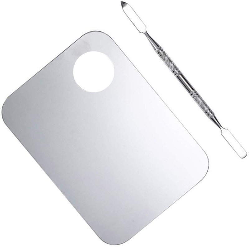 Elecsera Stainless Steel Makeup Mixing Palette With Spatula For Foundation, Eye Shadow