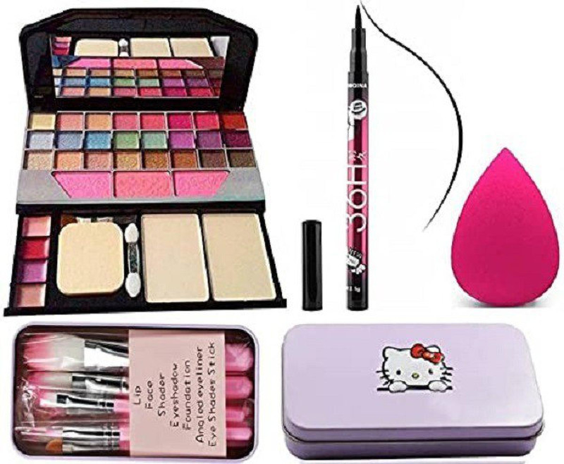Mixonshun Makeup Kit For Girls 7 Pcs Makeup Brush Set, Eyeliner & Beauty Blender Puff(Pack of 4)