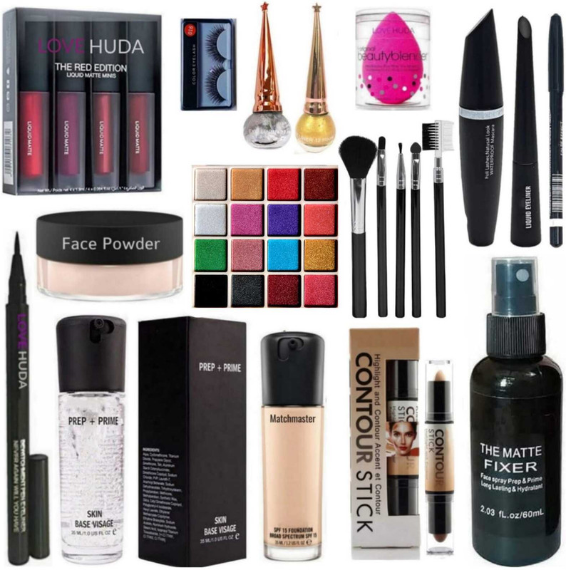 LOVE HUDA HD High Coverage Waterproof Makeup Kit Full Set Box For Women & Girls(Pack of 14)
