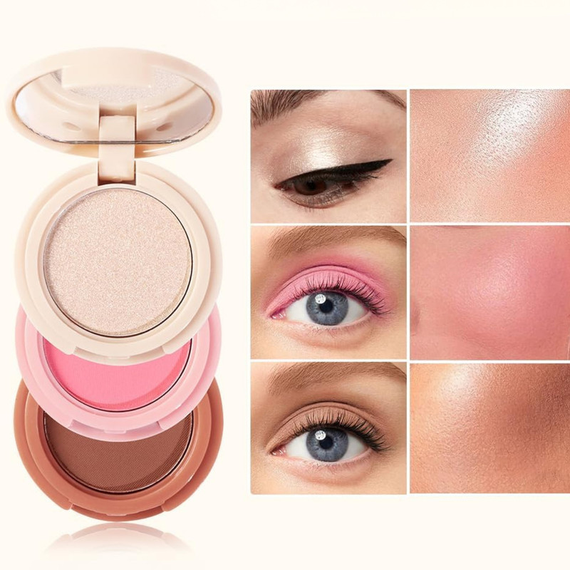 HUDA CRUSH 3in1 Makeup Blush & Highlighter - Pink & Peach Shades For Women & Girl