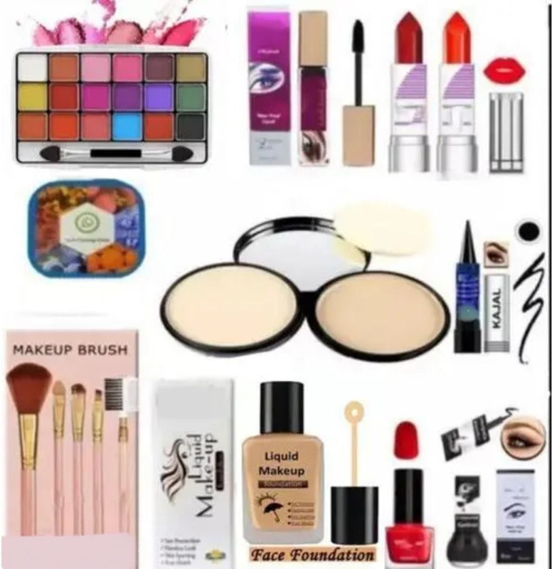 toroka eyeshadow with eyeliner mascara lip balm & makeup brush(Pack of 11)