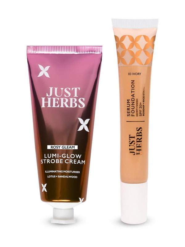Just Herbs Strobe Cream & Dewy Serum Foundation Ivory SPF 30+ | Pack of 2(Pack of 2)