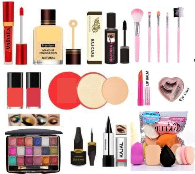 Valhalla 9 items all in one eye makeup kit full set combo | face makeup kit full set(Pack of 9)