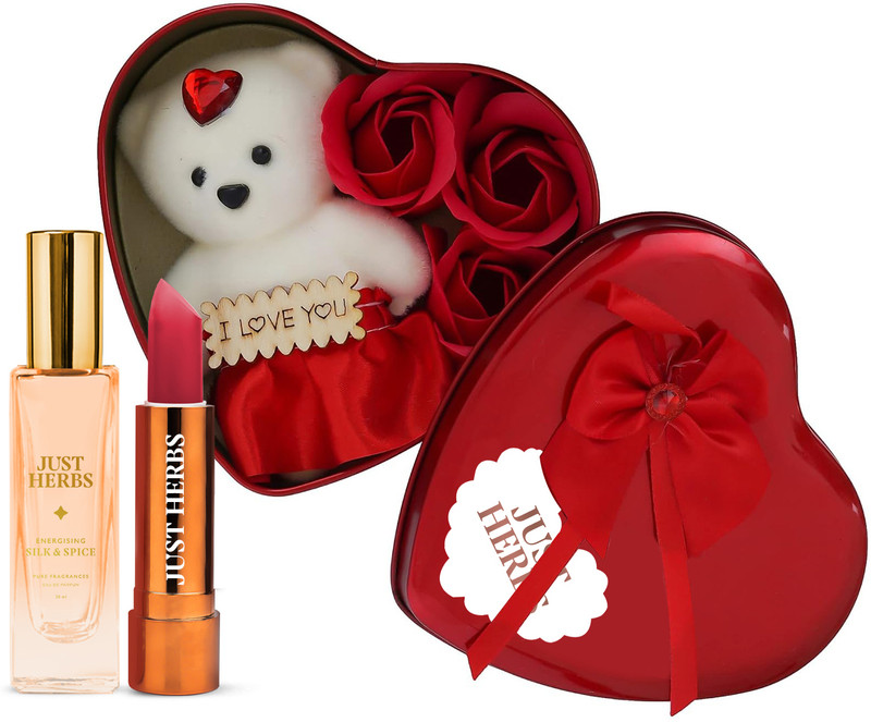 Just Herbs Romantic Heart Gift Set | Lipstick & EDP Combo for Women(Pack of 3)