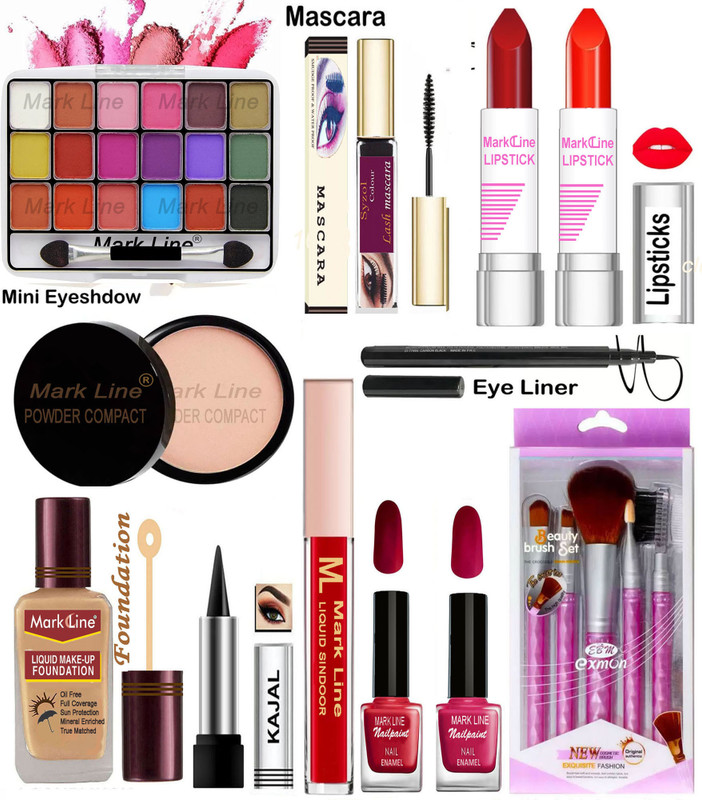 M L Markline Set of 16 pcs Makeup Kit For Women, Party Wear Makeup Kit04(Pack of 16)