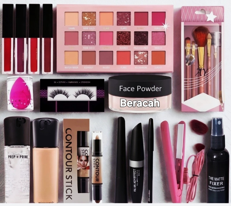 Beracah Full Face Makeup Combo (All-in-One Kit) -17(Pack of 17)