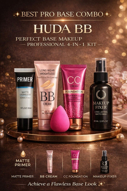 huda.bb fixer primer foundation compact & puff(Pack of 5)