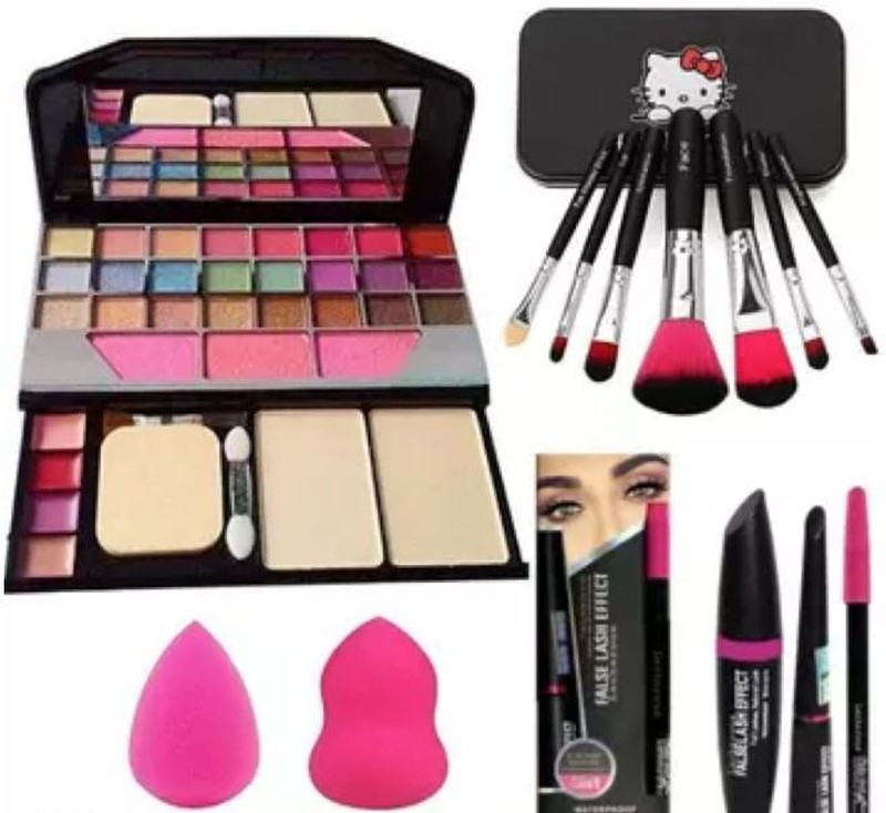 FROSTED COSMETIC Women And Girls 5024 Makeup Kit , Mascarra ,Makeup Brush ,2 Beauty Blender Combo(Pack of 5)