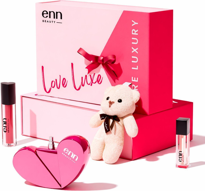 Enn Love Luxe Gift Set – Lipstick, Perfume, Lip Gloss & Teddy for Women(Pack of 4)