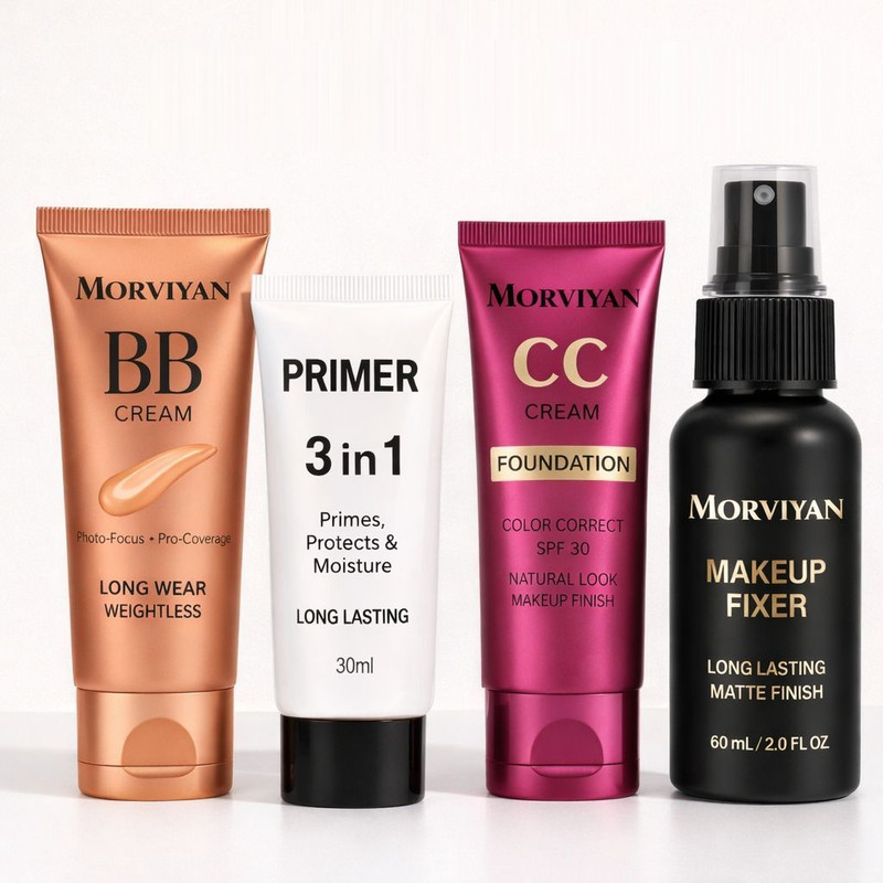 Morviyan bb cream foundation waterproof combo | cc cream for women | primer makeup(Pack of 4)