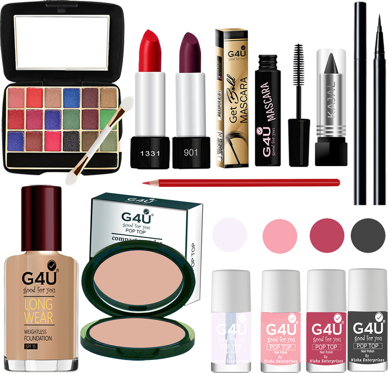 G4U Makeup Set for Beginners and Professionals Include Eyeshadow Nail Paint Etc A77(Pack of 13)