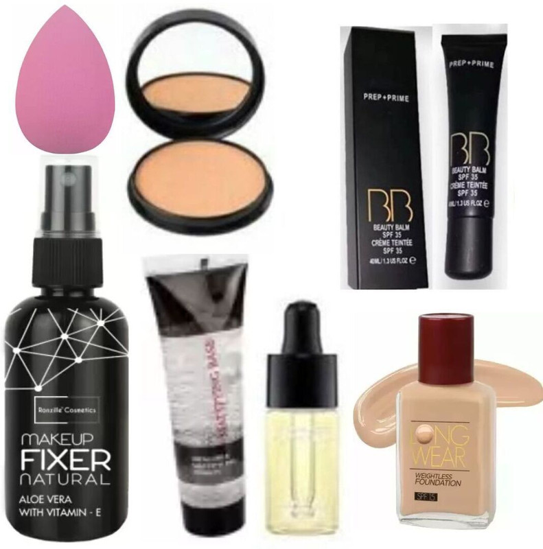 toroka MAKEUP KIT WITH FIXER PRIMER COMPACT FOUNDATION BB CREAM PUFF SERUM