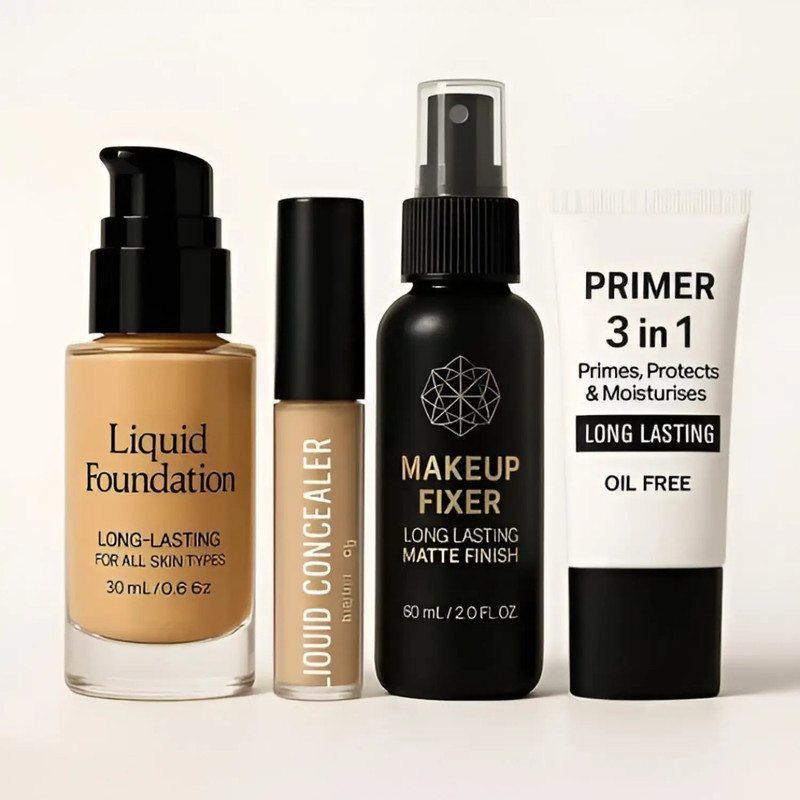 shevique High Coverage foundation with primer, fixer , concealer(Pack of 4)