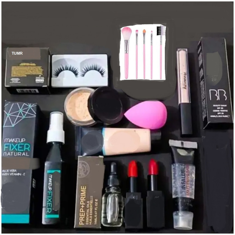 TUMR All In One Face Makeup Kit With 5 pc. Brush Set(Pack of 12)