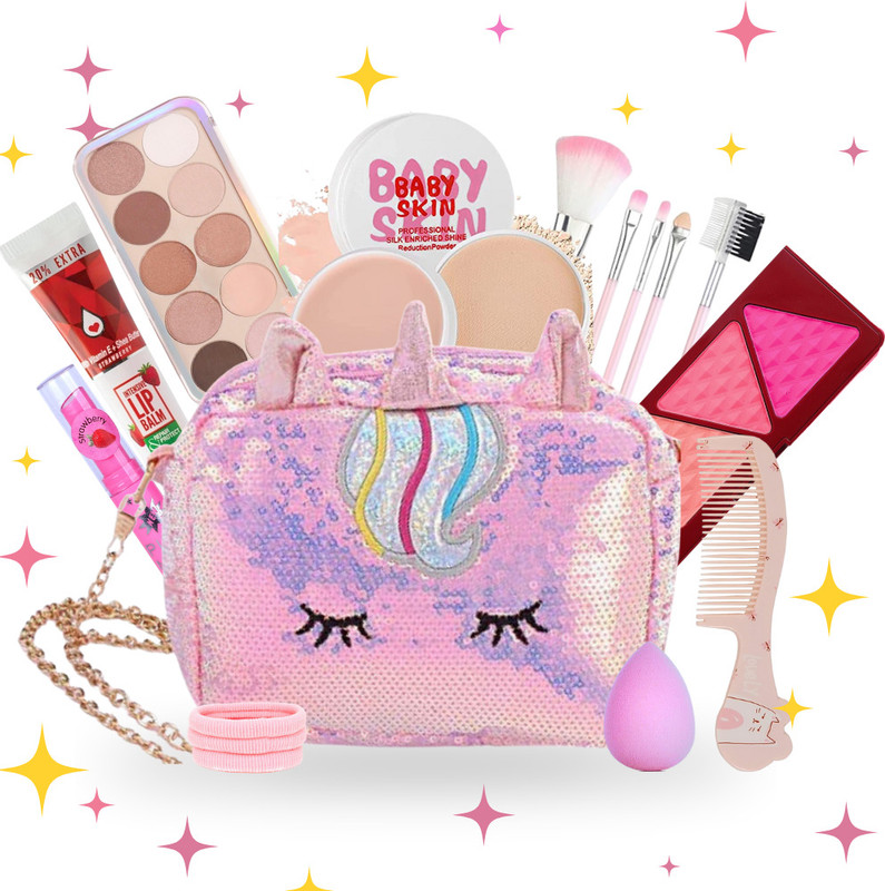 Linivya Kids Real Makeup Kit for Girls & Teens | 18-Piece Washable Set