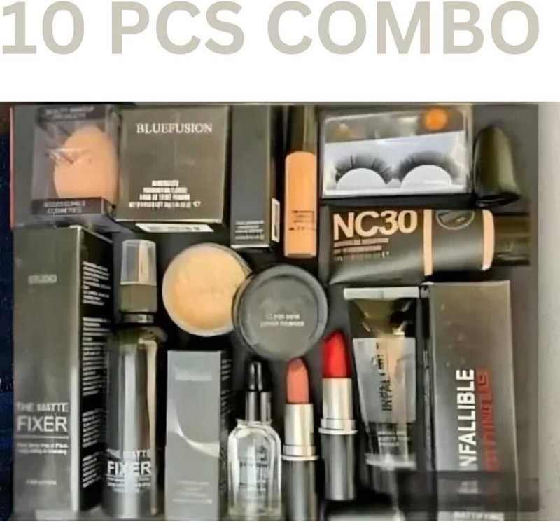 brown blush Best 10pcs Makeup Kit for Women- Women’s Combo Kit(Pack of 10)
