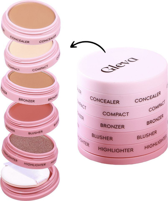 Gleva 5-in-1 Makeup Stack, Smooth & Blendable, Travel-Friendly Makeup Kit ( Dark )