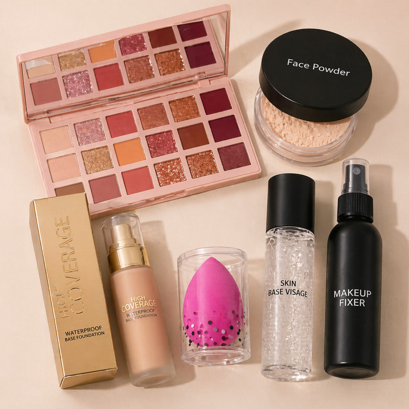 coslane All-in-One Professional Makeup Kit: Prep, Sculpt & Glow Set(Pack of 6)
