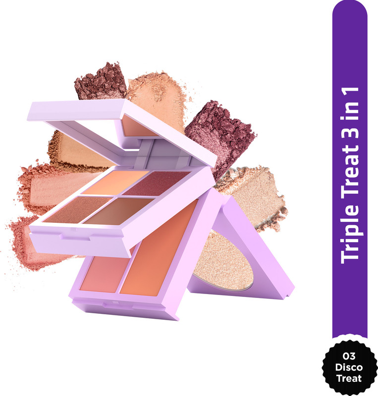 Glam21 Triple Treat Face Stacked Palette|Eyeshadows Blushes Highlighter-Disco Treat
