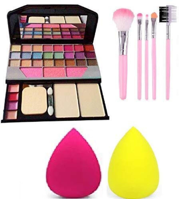 Butees18 Makeup kit + 5 pcs Makeup Brush + 2 pc Blender Puff Combo(Pack of 8)