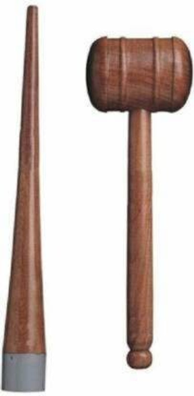 Buransh Cricket Bat Double Sided Knocking Hammer with Cricket Bat Handle Cone Wooden Bat Mallet