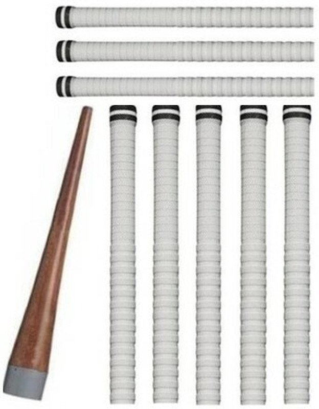 Fitdex 1-Cricket Bat Handle Gripper (Wooden Cone), 6-White Grip, Wooden Bat Mallet