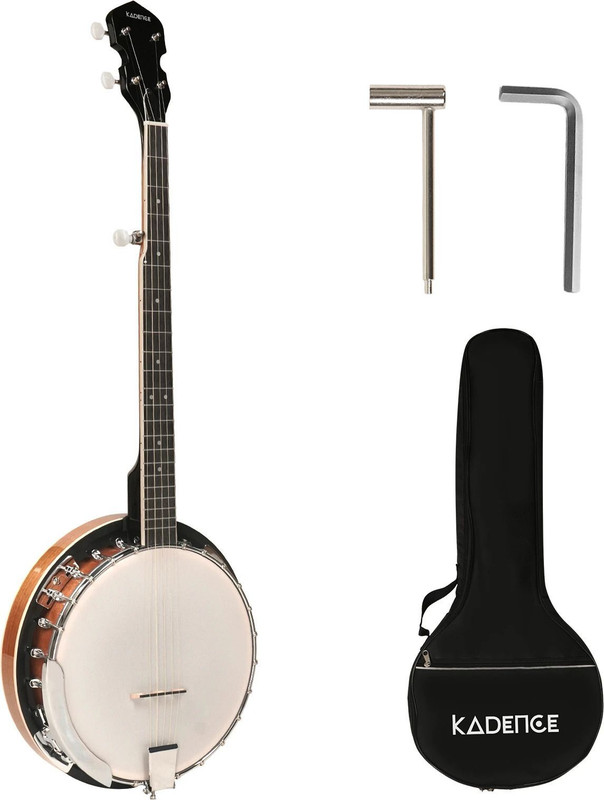 KADENCE Kadence KBAN-5ST Bowl-back Oval Hole Mandolin(Banjo 38'' 5 Strings Banjo Set Mahogany Wood Glossy Finish with Drum Head)