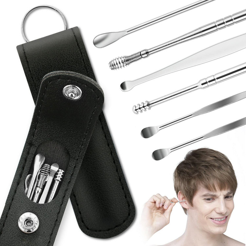NIGRIFIX 6-in-1 Ear Wax Cleaner- Reusable Ear Cleaning Tools Leather Pouch(30 g, Set of 6)