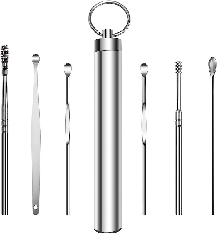HAKEX Stainless Steel Ear Wax Remover Kit with Ear Picks,(65 g, Set of 6)