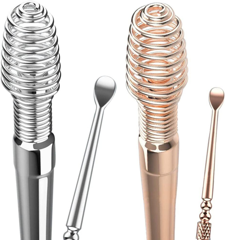 NAILWIND Ear Wax Removal Spoon Double-Ended Stainless Spiral Ear Massage Cleaning Tool(2 ml, Set of 2)