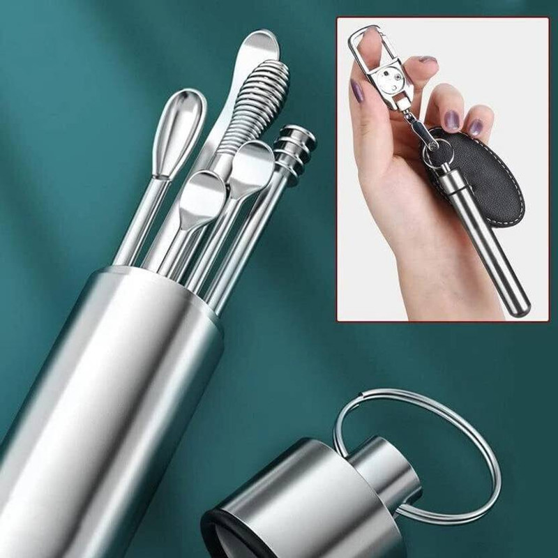 HAKEX 6-in-1 Ear Wax Cleaner -Resuable Ear Cleaning Tools - Ear Pick Tool Kit with Ear(65 g, Set of 6)