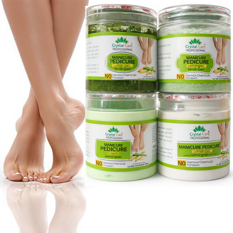 Crystal care Manicure Pedicure Kit with Lemongrass for Women & Men pack of 4 400 ml each(1600 ml, Set of 4)