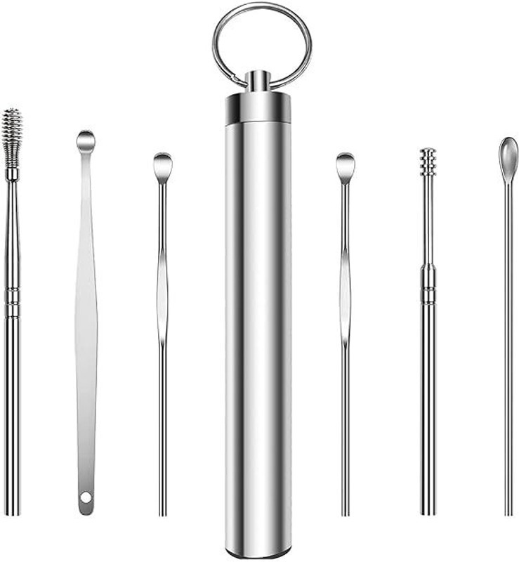 FROXY CARTS 6 in 1 Ear Wax Cleaner Set, Ear Wax Remover Stainless Steel Tool Kit