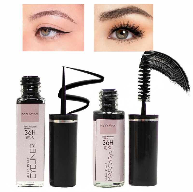 Nandiayan 36H Eyeliner and Mascara Combo Waterproof Eye Make up 8 ml(Black)